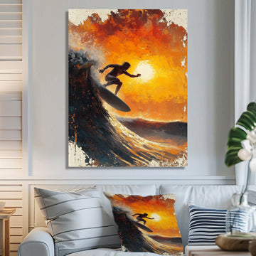 Yellow Surfing Competition - Surfing Canvas Wall Art